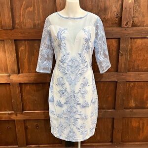 SHEIN Light Blue Floral Lace Dress